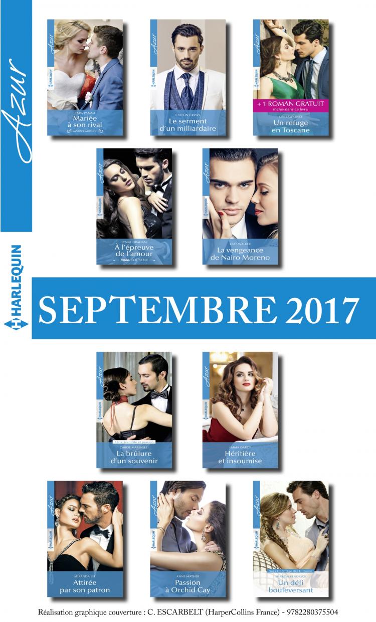 Pack mensuel Azur : 10 romans + 1 gratuit (septembre 2017)