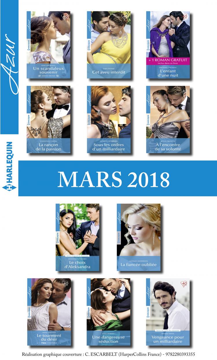 Pack mensuel Azur : 11 romans + 1 gratuit (mars 2018)